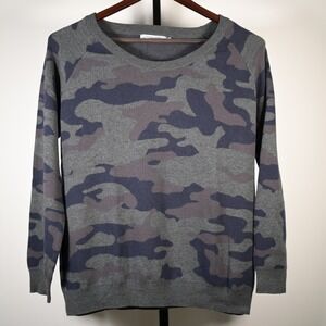 Stitches & Stripes Mens Camo Knit Sweater Grey Charcoal Blue XL Raglan Sleeve